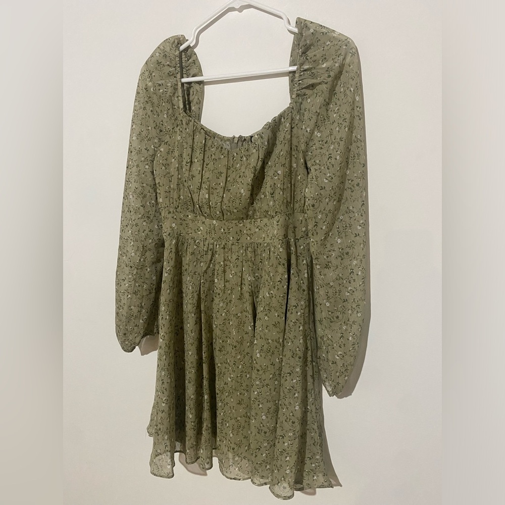 French Kyss Olive Floral Dress
